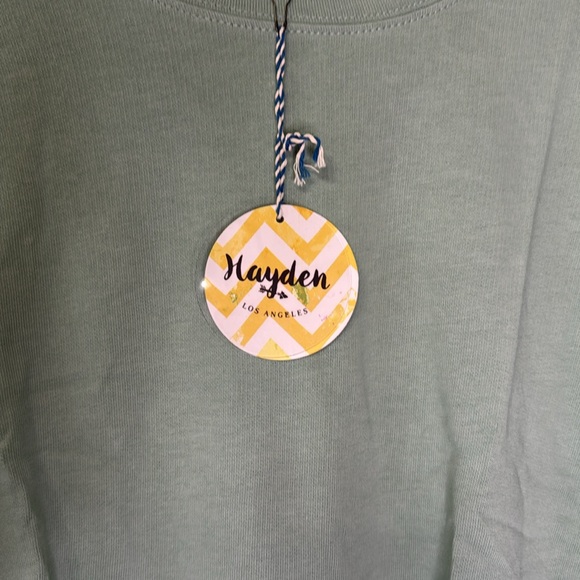 Hayden Los Angeles Mixed Media Cotton/Lace Sage Green Cream Tunic NWT - Picture 4 of 6